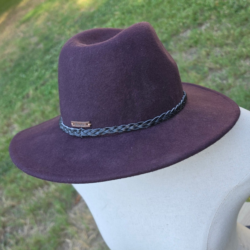 Roots Plum Purple Wool Blend Fedora Hat Braided Band 57cm OS